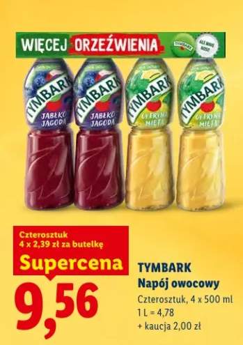 Napój owocowy czterosztak jabłko-jagoda, jabłko-cytryna, jabłko-wiśnia, jabłko-mięta