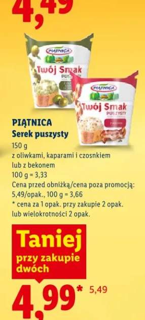 Serek puszysty z oliwkami, kaparami i czosnkiem lub z bekonem