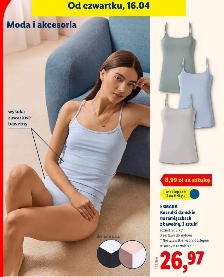 Koszulki damskie na ramiączkach z bawełną, 3 sztuki