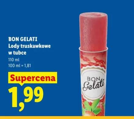 Lody truskawkowe w tubce