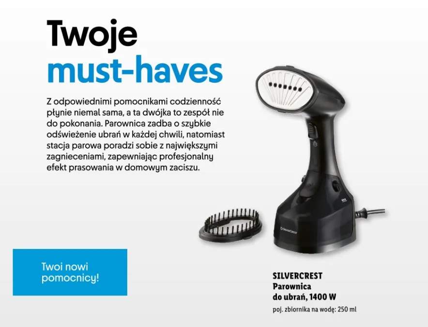 Parownica do ubrań, 1400 W