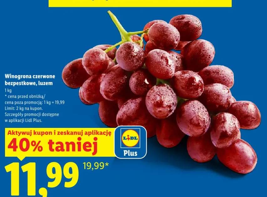 Winogrona czerwone bezpestkowe, luzem