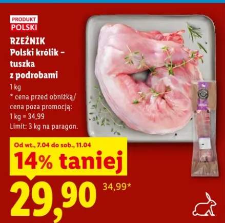 Królik polski tuszka z podrobami