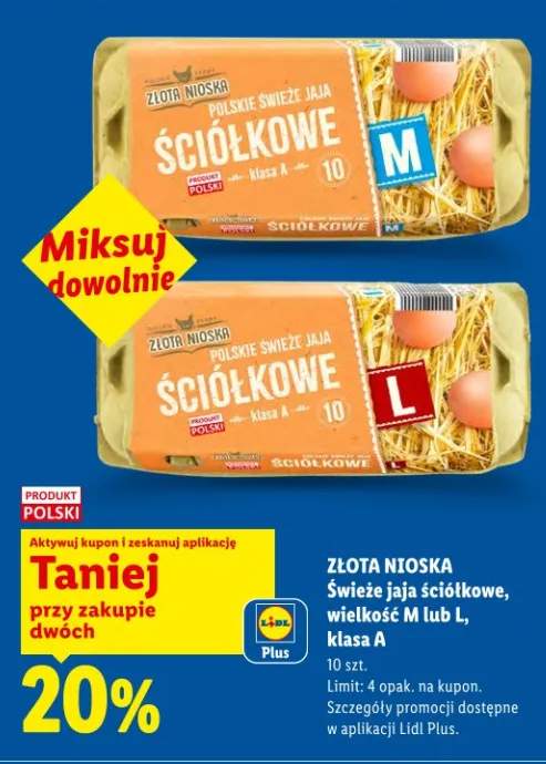 Świeże jaja ściółkowe wielkość M lub L klasa A