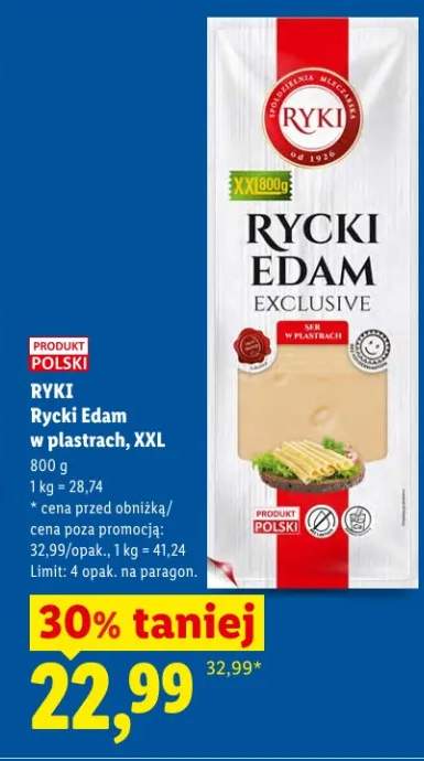 Ser Rycki Edam w plastrach XXL