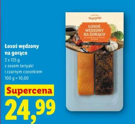 Łosoś wędzony na gorąco z sosem teriyaki i czarnym czosnkiem