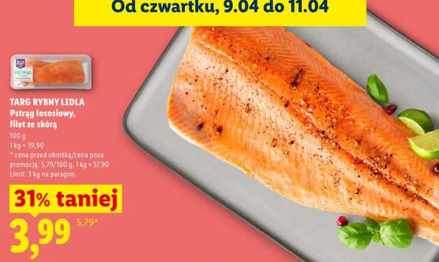 Pstrąg łososiowy, filet ze skórą