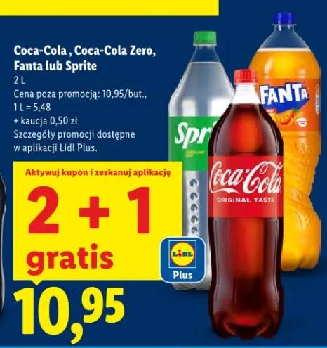 Napój Coca-Cola, Coca-Cola Zero, Fanta lub Sprite