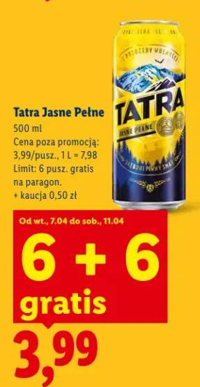 Piwo Tatra Jasne Pełne