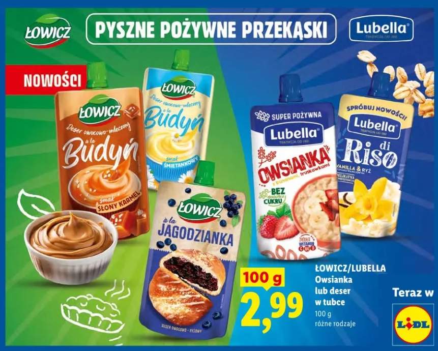 Owsianka lub deser w tubce