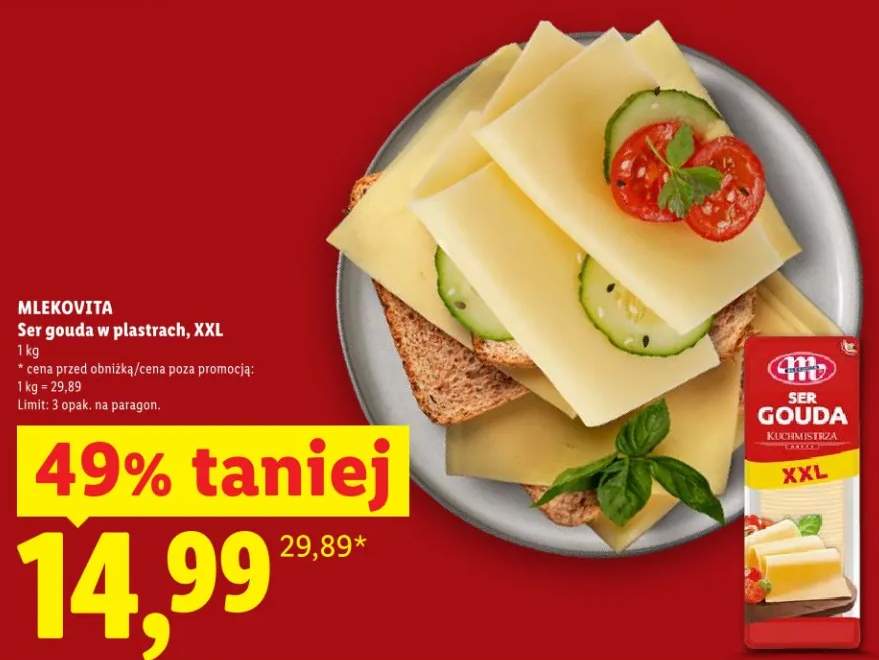 Ser gouda w plastrach, XXL