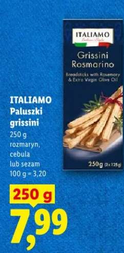 Paluszki grissini rozmaryn, cebula lub sezam