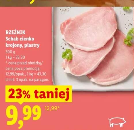 Schab cienko krojony, plastry