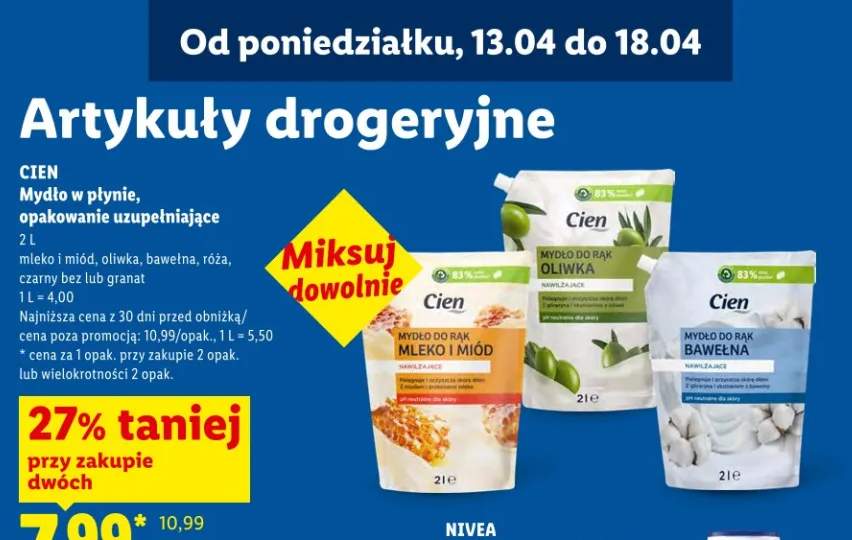 Mydło w płynie, opakowanie uzupełniające mleko i miód, oliwka, bawełna, róża, czarny bez lub granat