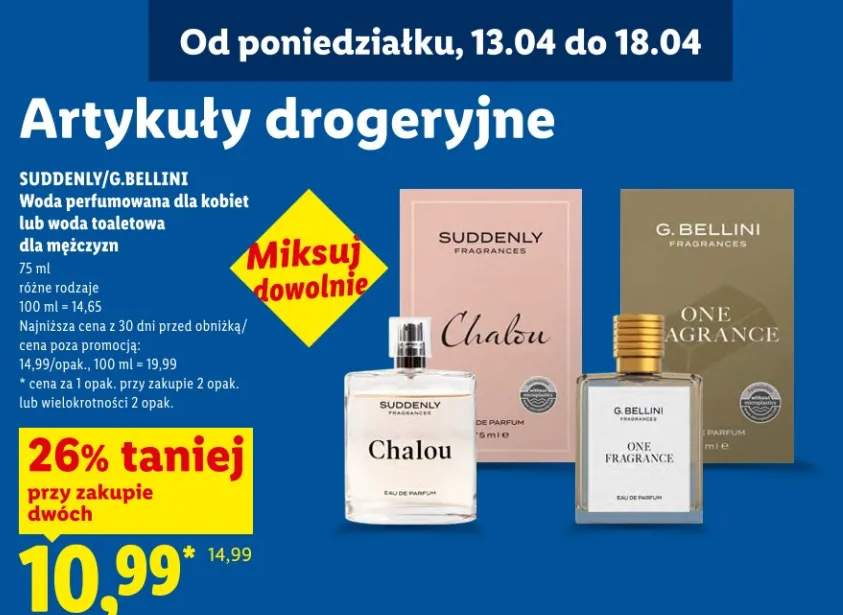 Woda perfumowana dla kobiet lub woda toaletowa dla mężczyzn