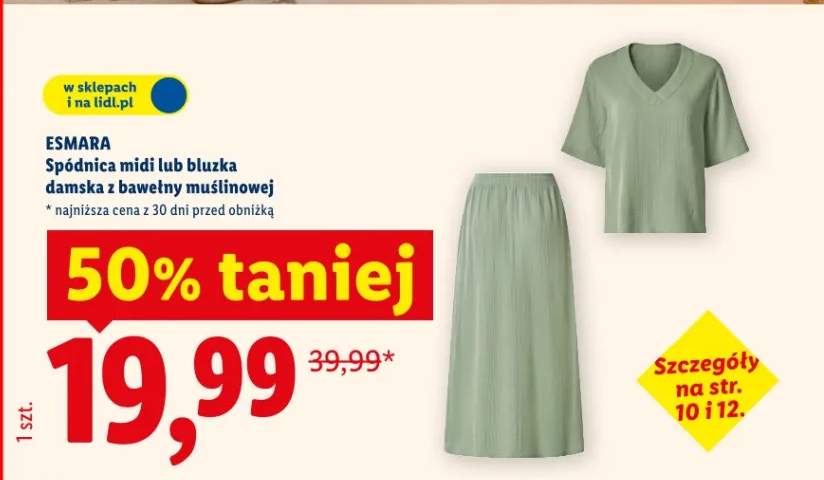 Spódnica midi lub bluzka damska z bawełny muslinowej