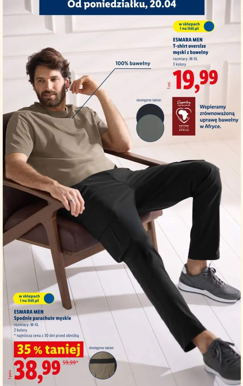 Spodnie parachute męskie Esmara Men