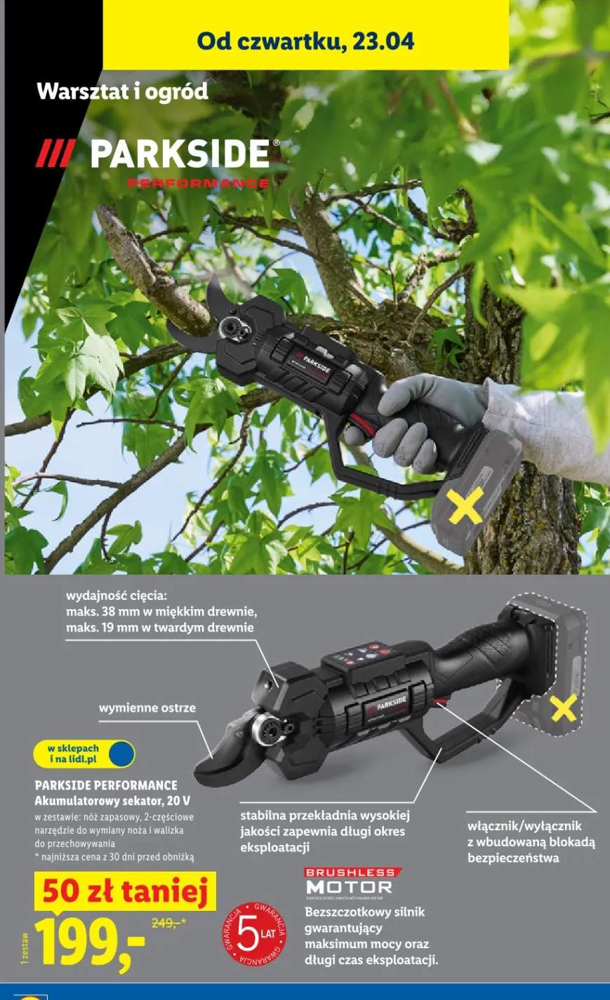 Akumulatorowy sekator 20 V