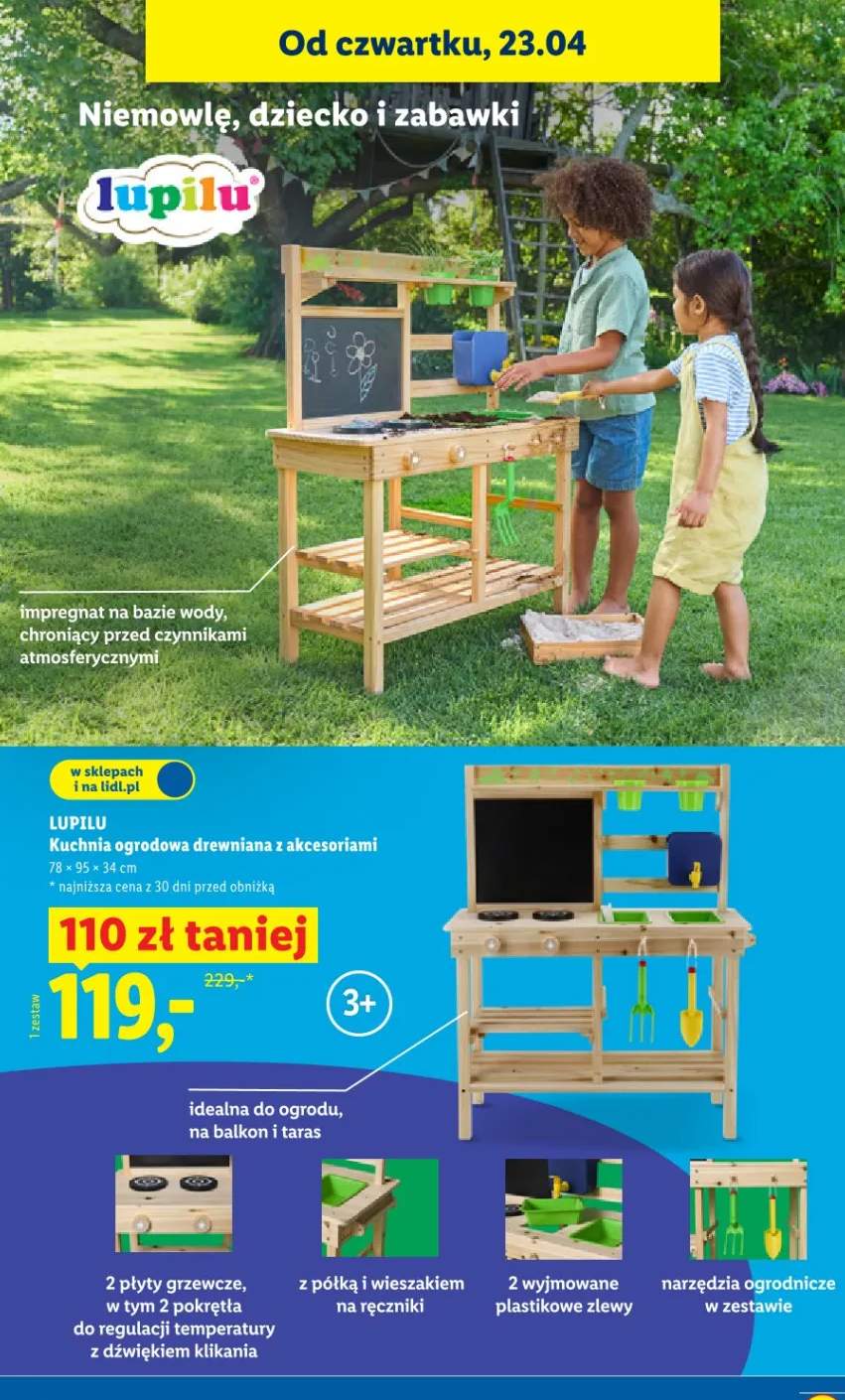 Kuchnia ogrodowa drewniana z akcesoriami