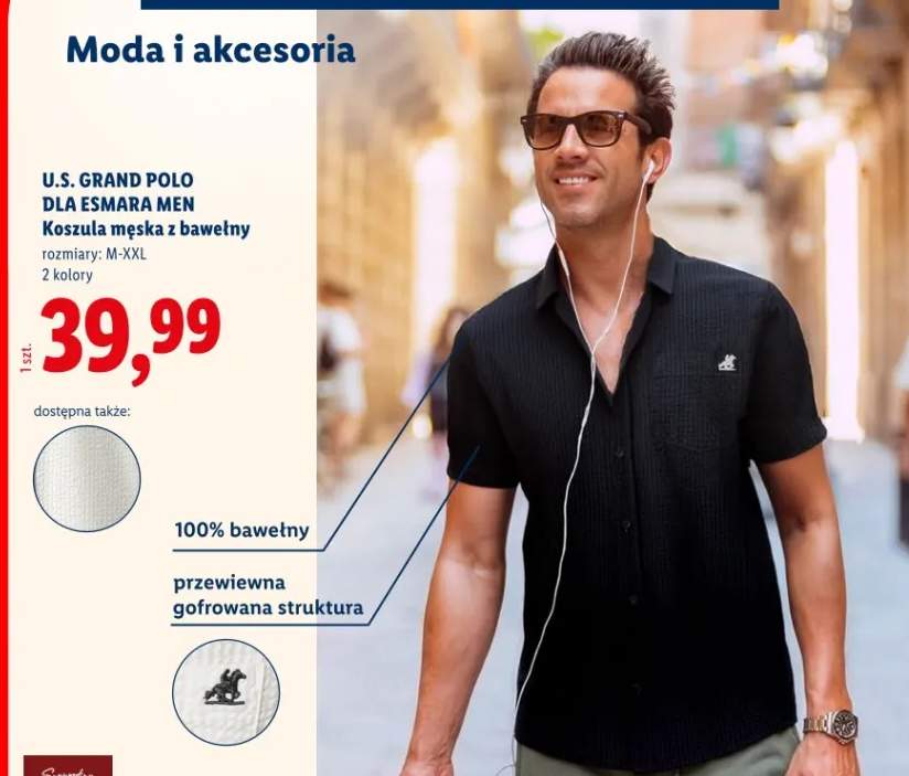 Koszula męska z bawełny U.S. Grand Polo dla Esmara Men