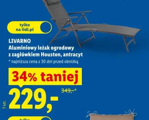 Aluminiowy leżak ogrodowy z zagłówkiem Houston, antracyt