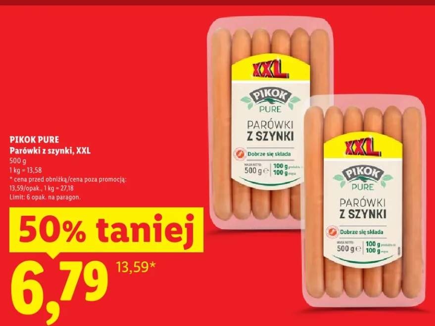 Parówki z szynki, XXL