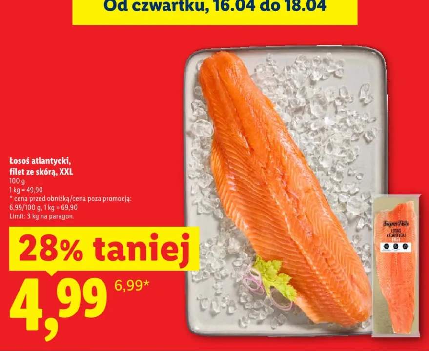 Łosoś atlantycki, filet ze skórą, XXL