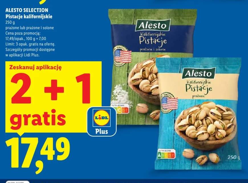 Pistacje kalifornijskie prażone lub prażone i solone