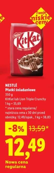 Płatki śniadaniowe KitKat lub Lion Triple Crunchy
