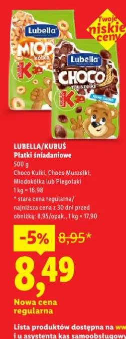 Płatki śniadaniowe Choco Kulki, Choco Muszelki, Miodokółka lub Piegolatki