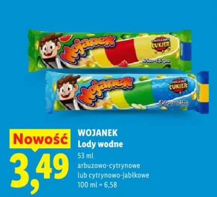 Lody wodne arbuzowo-cytrynowe lub cytrynowo-jabłkowe