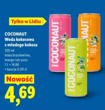 Woda kokosowa z młodego kokosa biała brzoskwinia, mango lub yuzu