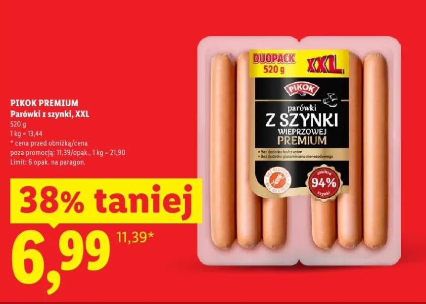 Parówki z szynki, XXL