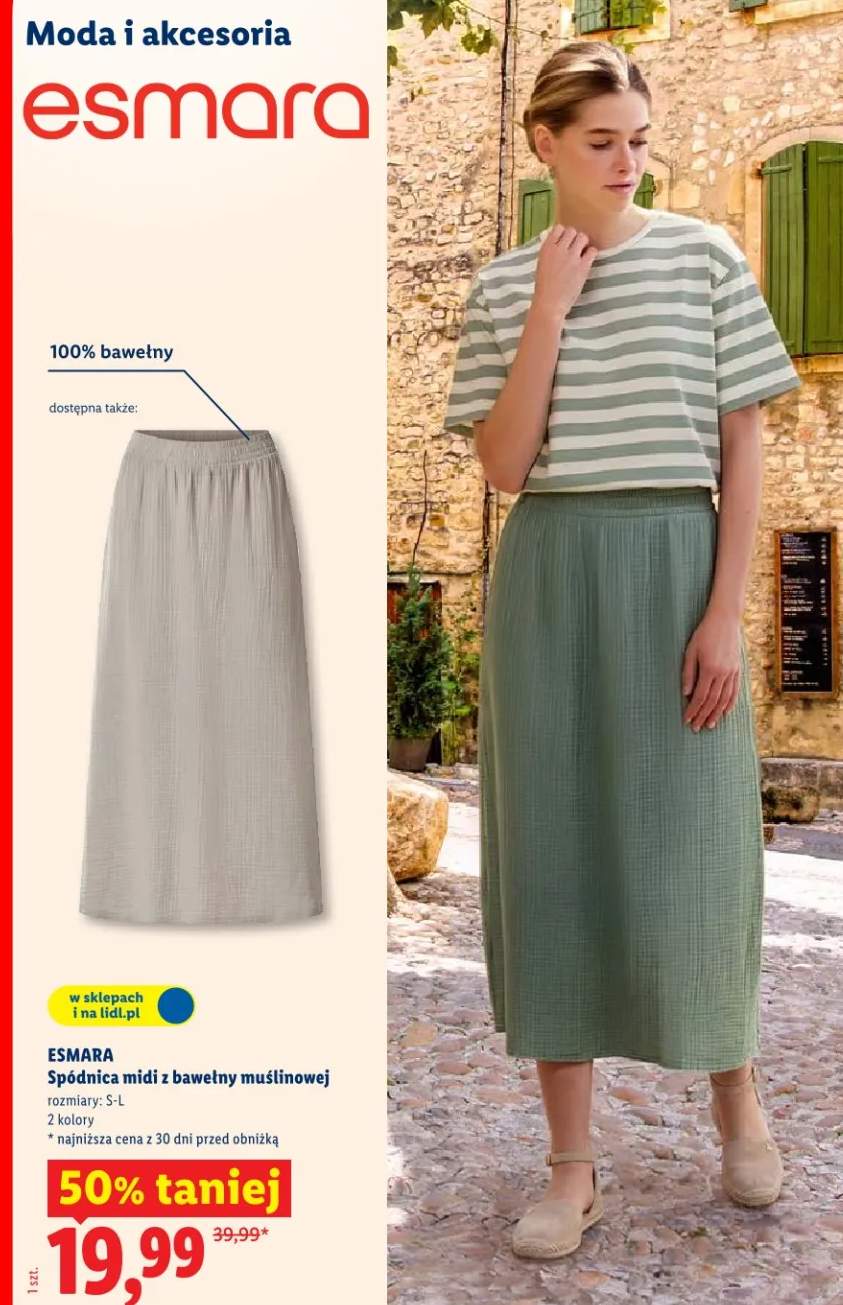 Spódnica midi z bawełny muślinowej