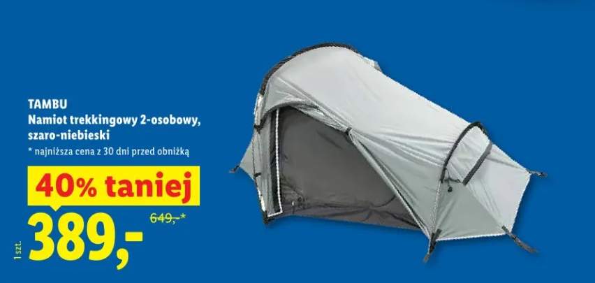 Namiot trekkingowy 2-osobowy, szaro-niebieski