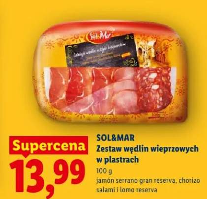 Zestaw wędlin wieprzowych w plastrach jamón serrano gran reserva, chorizo salami i lomo reserva