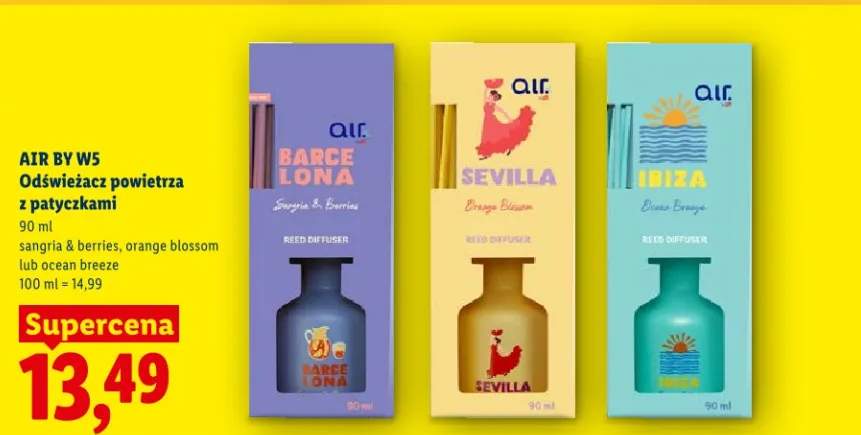 Odświeżacz powietrza z patyczkami sangria & berries, orange blossom lub ocean breeze