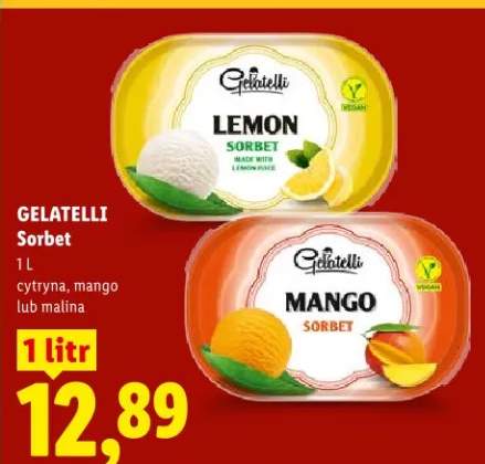 Sorbet cytryna, mango lub malina