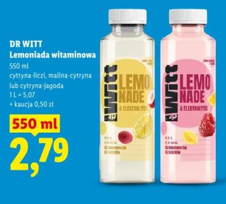 Lemoniada witaminowa cytryna-liczi, malina-cytryna lub cytryna-jagoda