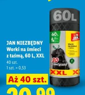 Worki na śmieci z taśmą, 60 L, XXL