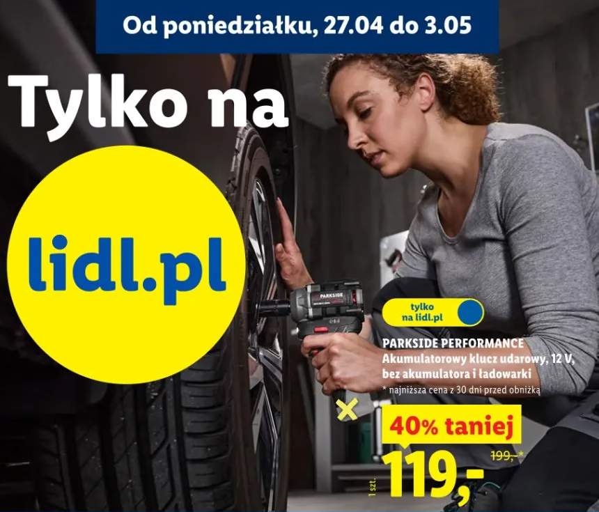 Akumulatorowy klucz udarowy 12V bez akumulatora i ładowarki