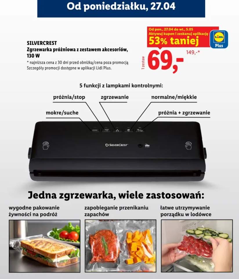 Zgrzewarka próżniowa z zestawem akcesoriów 130W