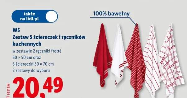 Zestaw 5 ściereczek i ręczników kuchennych