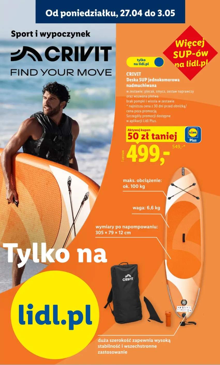 Deska SUP jednokomorowa nadmuchiwana