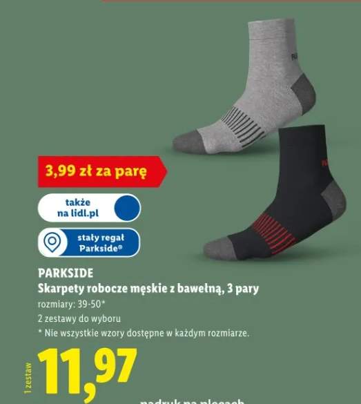 Skarpety robocze męskie z bawełną, 3 pary