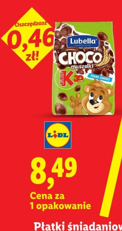 Płatki śniadaniowe Choco Muszelki Lubella/Kubuś
