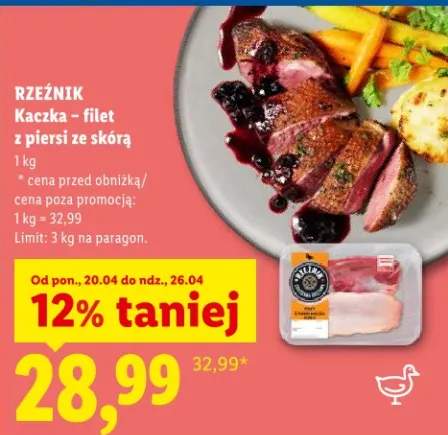 Kaczka filet z piersi ze skórą