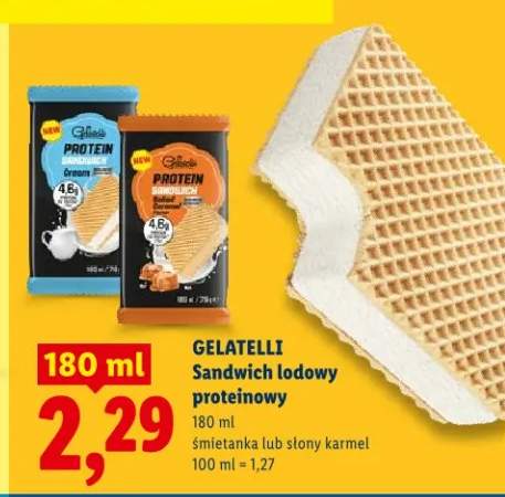 Sandwich lodowy proteinowy śmietanka lub słony karmel