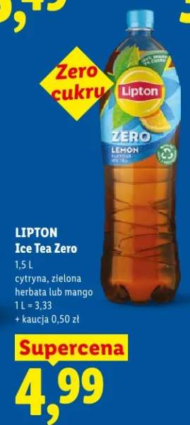 Ice tea Zero cytryna, zielona herbata lub mango