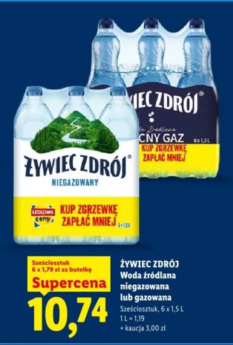 Woda źródlana niegazowana lub gazowana